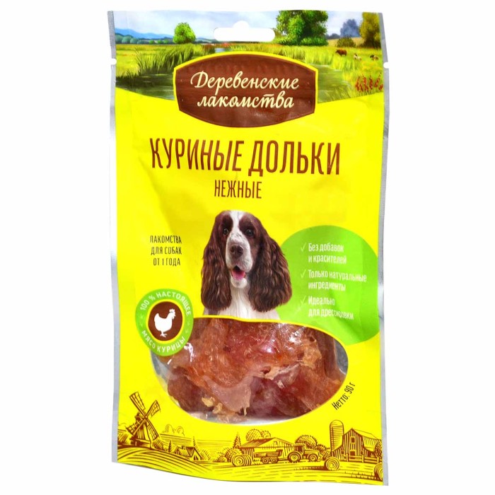 Лакомство для собак Деревенские Лакомства: куриные дольки нежные 90гр м/у