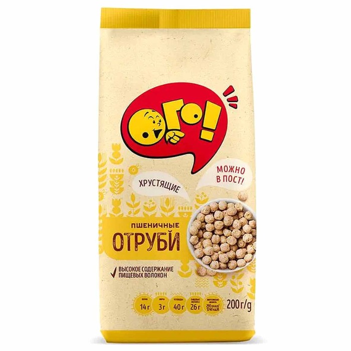 Отруби Ого! Пшеничные экструдированные 200гр м/у