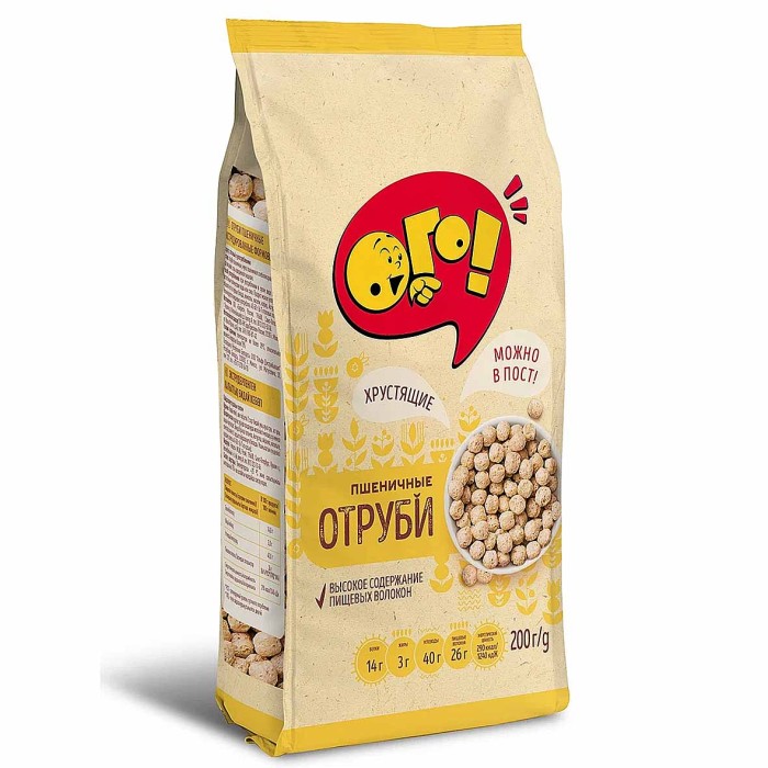 Отруби Ого! Пшеничные экструдированные 200гр м/у