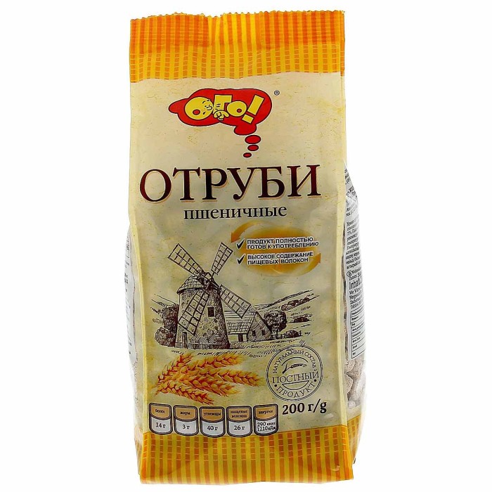 Отруби Ого! Пшеничные экструдированные 200гр м/у