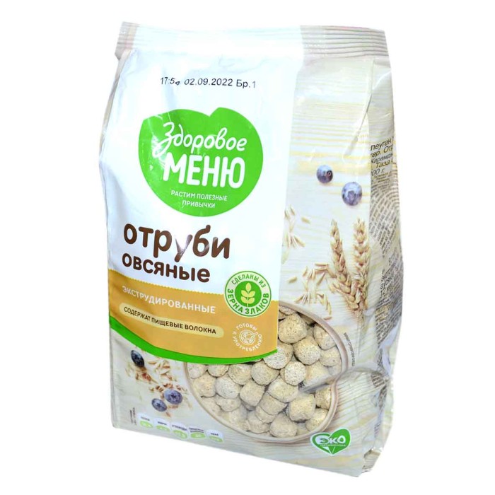 Отруби Здоровое меню овсяные 200гр м/у