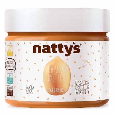 Паста Nattys арахисовая с кунжутом и медом 325гр пэт