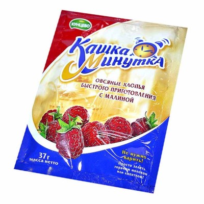 Каша овсяная Кунцево Кашка-Минутка с малиной 37гр м/у