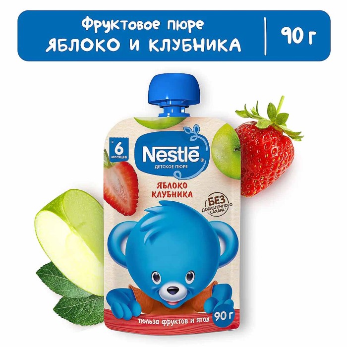 Пюре Nestle яблоко и клубника 90гр