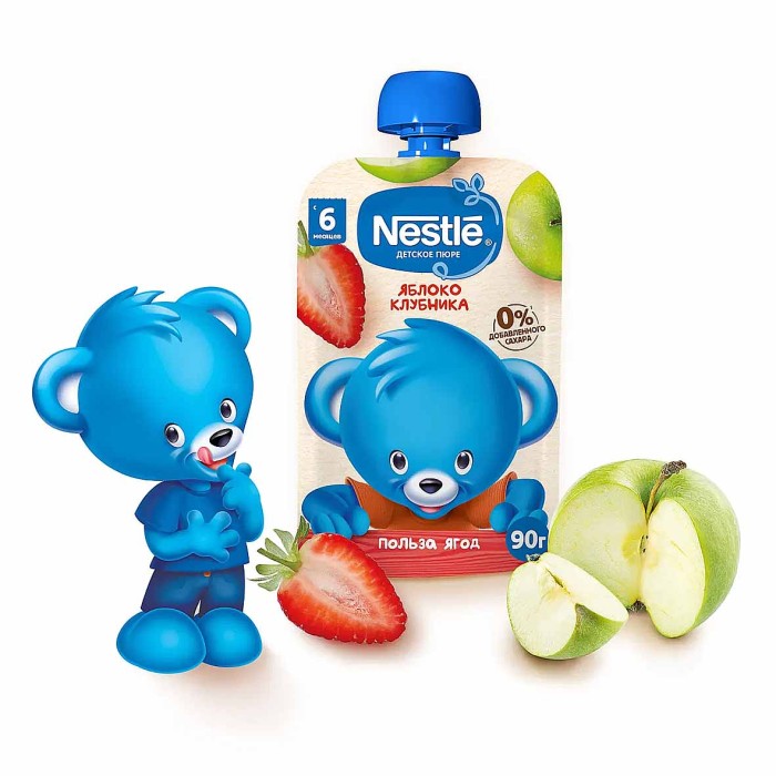 Пюре Nestle яблоко и клубника 90гр