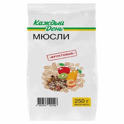 Мюсли Каждый день фруктовые 250гр м/у