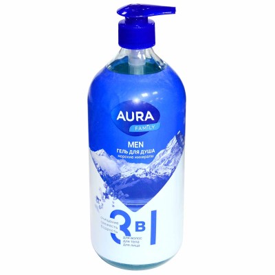 Гель для душа Aura Beauty Men 3в1 морские минералы 1л пэт