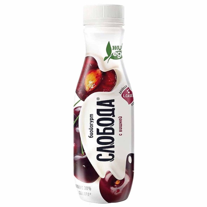Биойогурт питьевой Слобода с вишней 2% 260гр пэт