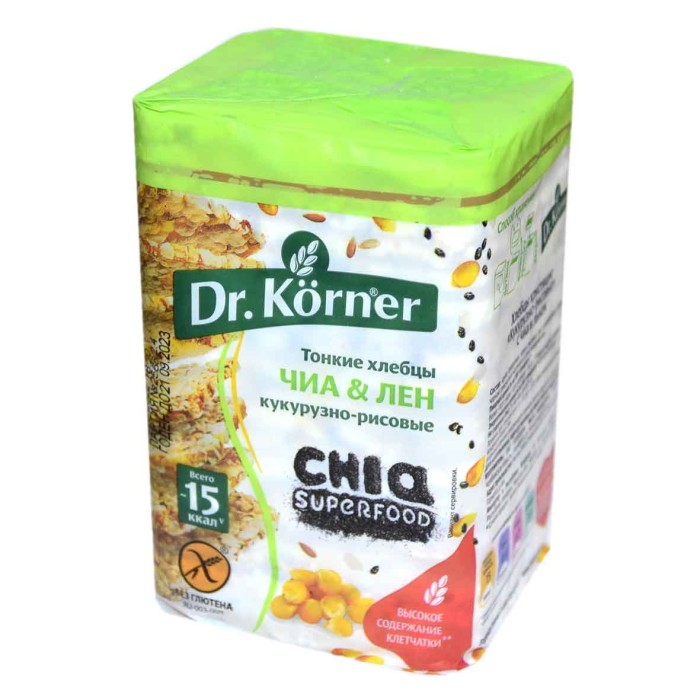Хлебцы Dr.Korner кукурузно-рисовые чиа и лен 100гр м/у
