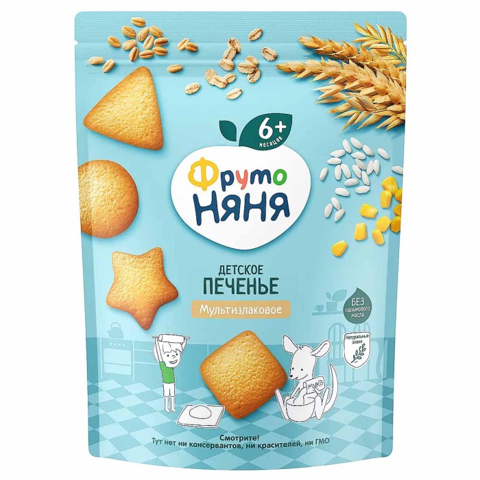 Печенье ФрутоНяня мультизлаковое 6+ 120гр м/у