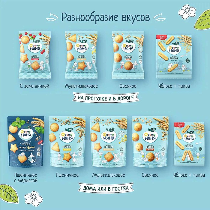 Печенье ФрутоНяня мультизлаковое 6+ 120гр м/у