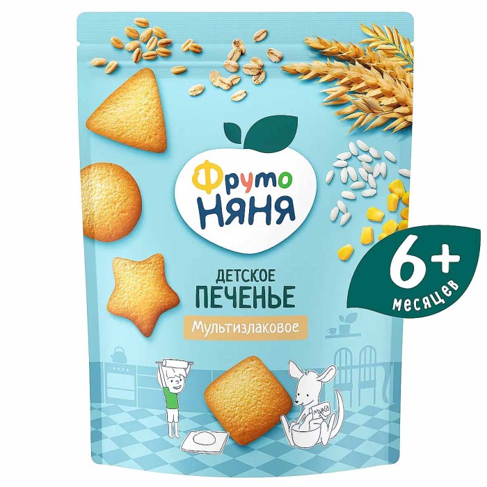 Печенье ФрутоНяня мультизлаковое 6+ 120гр м/у