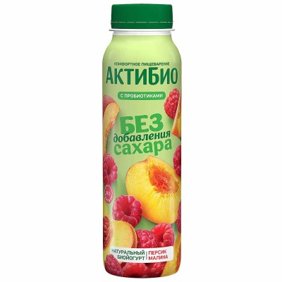 Биойогурт питьевой Актибио персик-малина 1,5% 260гр пэт