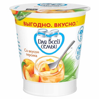 Йогурт Для всей семьи Персик 1% 290гр пэт