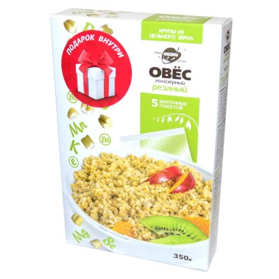 Крупа овес Образ жизни Алтая голозерный резанный в варочных пакетах 350 гр к/у