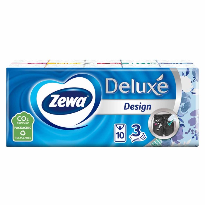 Платочки бумажные Zewa Deluxe Design 3сл 10*10шт м/у