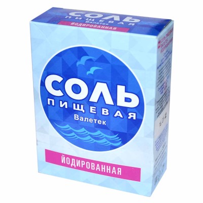 Соль пищевая Валетек йодированная 350гр к/у