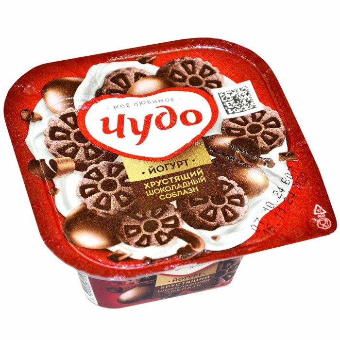 Йогурт-десерт Чудо Хрустящий шоколадный соблазн 3% 105гр пэт