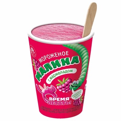 Мороженое Время летать! малина с мармеладом 70гр стакан