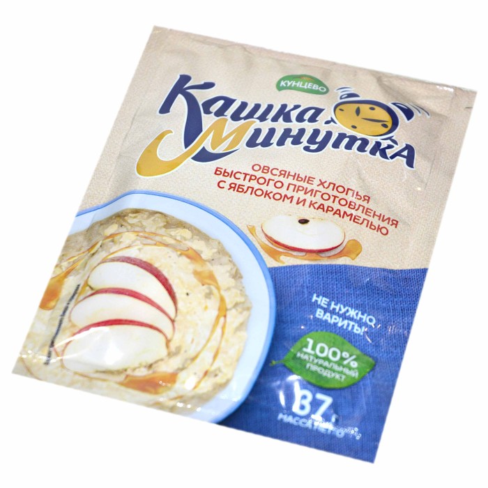 Каша овсяная Кунцево Кашка-Минутка с яблоком и карамелью 37гр м/у