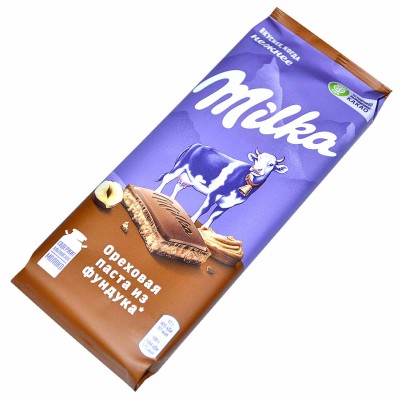 Шоколад Milka с начинкой ореховой пастой 85гр м/у