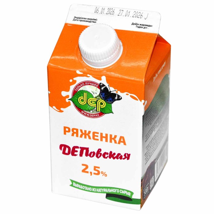 Ряженка dep ДЕПовский 2,5% 500мл т/п