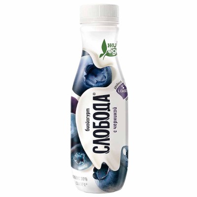 Биойогурт питьевой Слобода с черникой 2% 260гр пэт