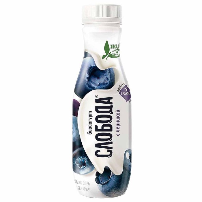 Биойогурт питьевой Слобода с черникой 2% 260гр пэт