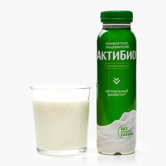 Биойогурт питьевой Актибио натуральный без сахара 1,8% 260гр пэт