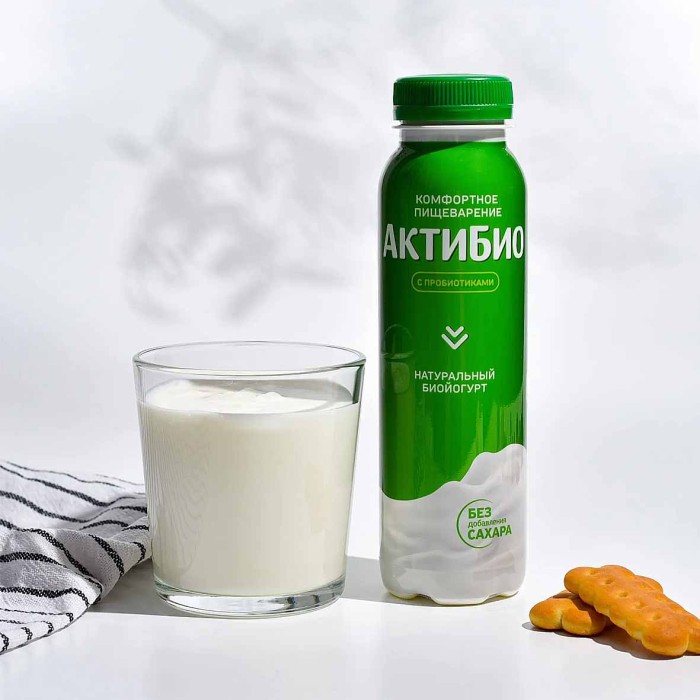 Биойогурт питьевой Актибио натуральный без сахара 1,8% 260гр пэт