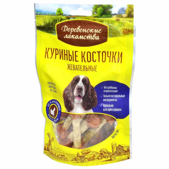 Лакомство для собак Деревенские Лакомства куриные косточки жевательные 90гр м/у