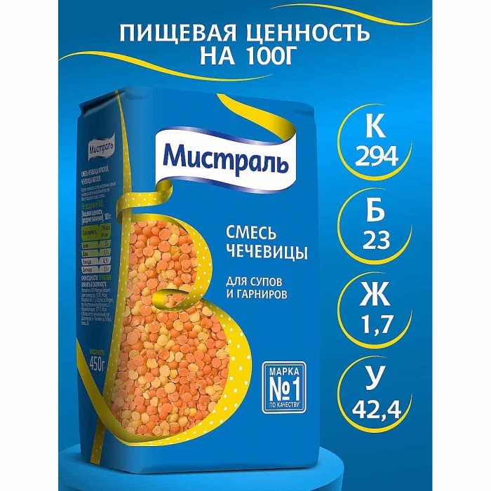 Смесь чечевицы Мистраль для супов и гарниров 450гр м/у
