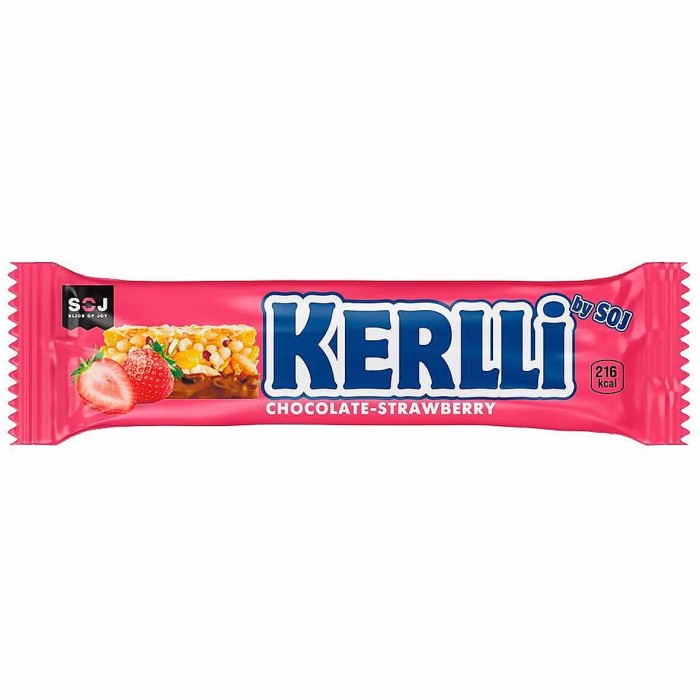 Батончик злаковый SOJ Kerlli  с клубникой в молочном шоколаде 50гр м/у