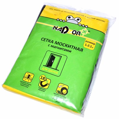 Сетка москитная Nadzor на дверь с магнитами черная артMSN020MPB