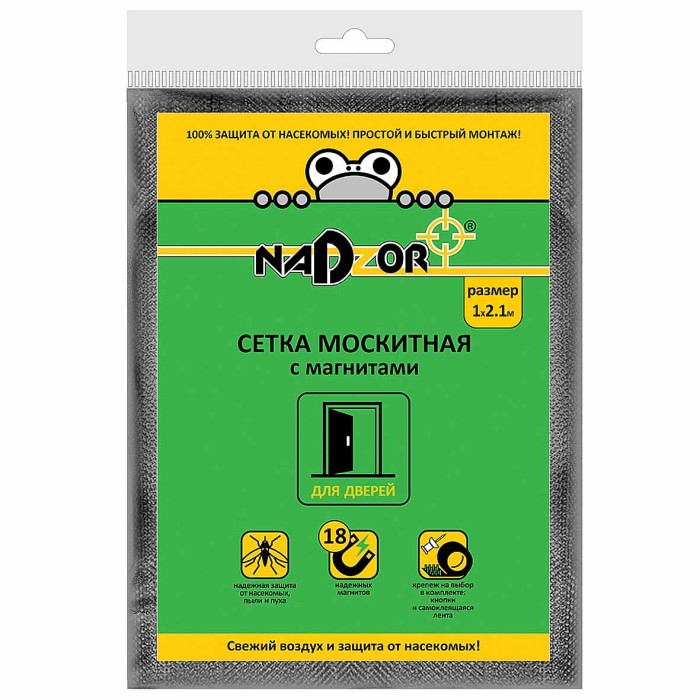 Сетка москитная Nadzor на дверь с магнитами черная артMSN020MPB