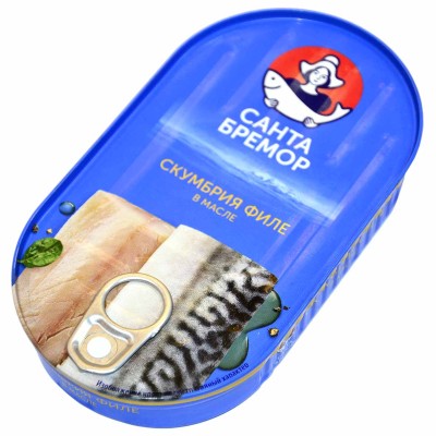 Скумбрия Санта Бремор атлантическая филе в масле 175гр ж/б