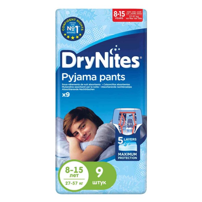 Подгузники урологические Huggies Drynites 8-15лет Conv Boy (27-57кг) 9шт м/у