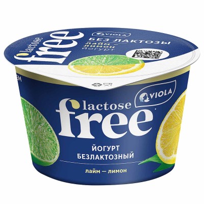Йогурт Viola Free безлактозный лайм-лимон 180гр пэт