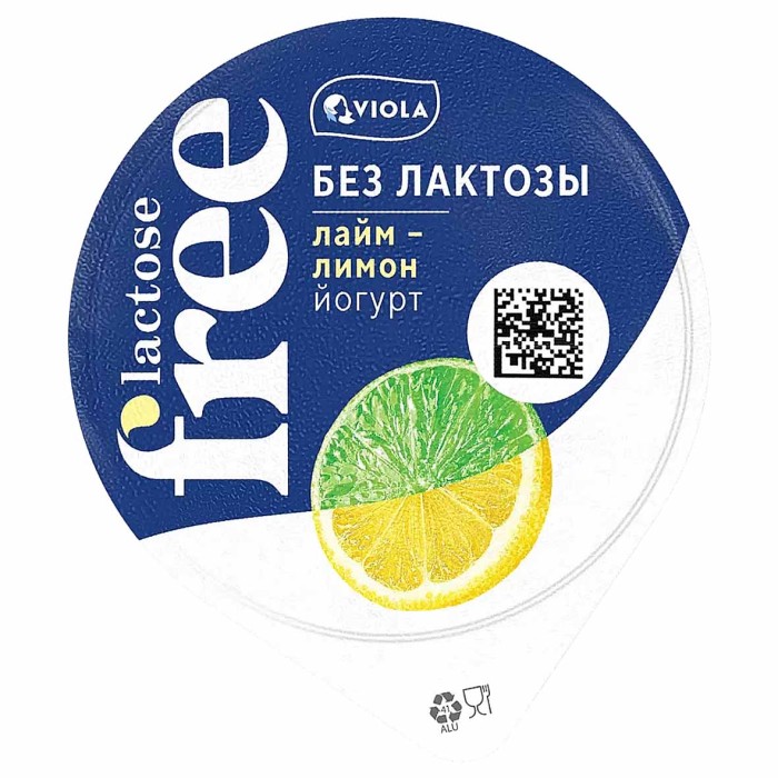 Йогурт Viola Free безлактозный лайм-лимон 180гр пэт