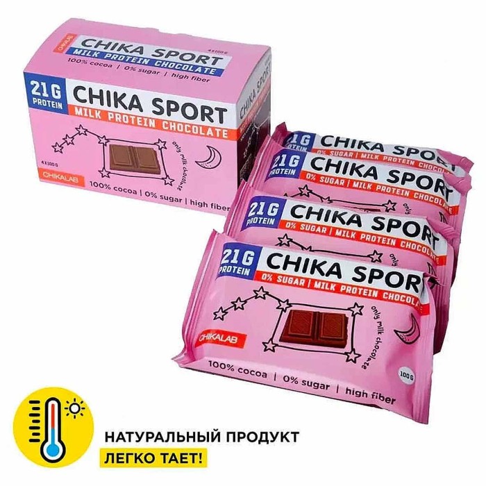 Шоколад протеиновый ChikaSport молочный 100гр м/у