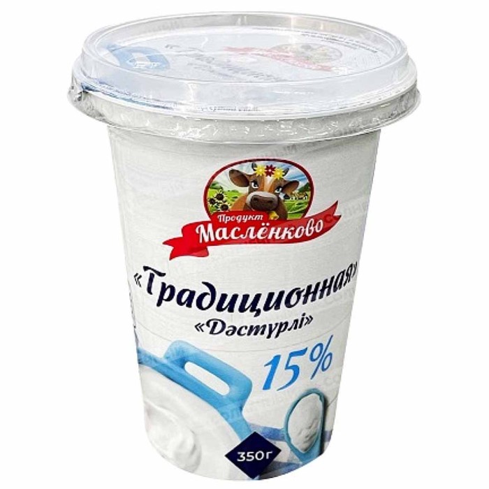 Сметана Масленково Традиционная 15% 350гр пэт