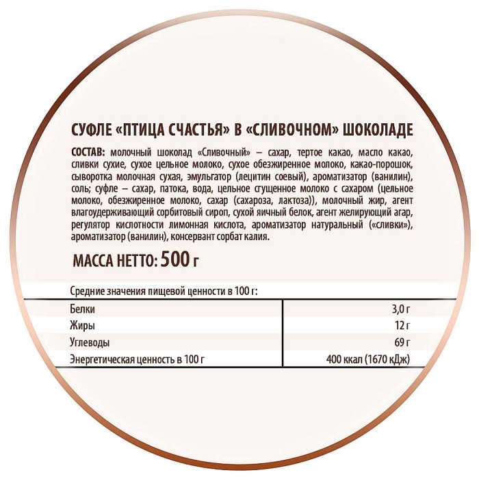Конфеты Победа Птица счастья суфле в шоколаде 500гр м/у
