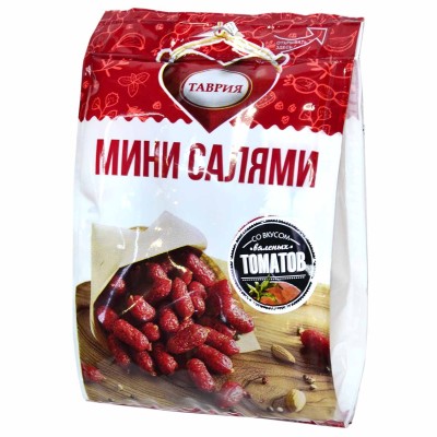 Колбаски с/к Таврия Мини Салями вяленые томаты 50гр