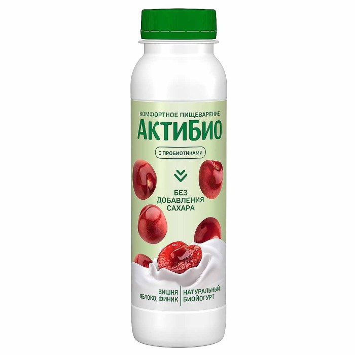 Биойогурт питьевой Актибио вишня-яблоко-финик 1,5% 260гр пэт