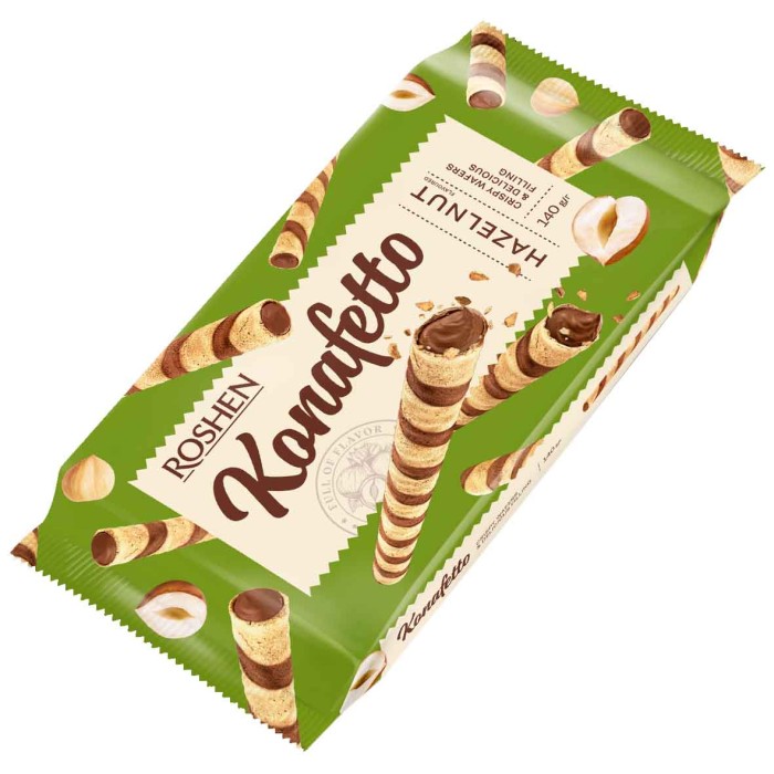Трубочки вафельные Konafetto с ореховой начинкой 140гр м/у