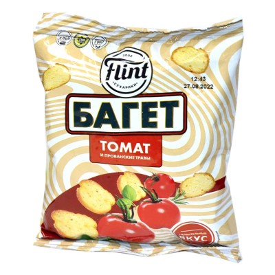 Сухарики Flint багетный пшеничные вкус томат и прованские травы 75гр м/у