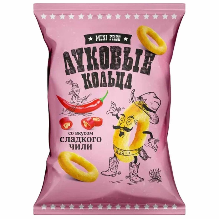 Кольца луковые MiniFree вкус сладкий чили 100гр м/у