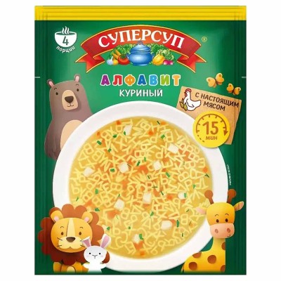 Суп Суперсуп Алфавит куриный 70гр м/у