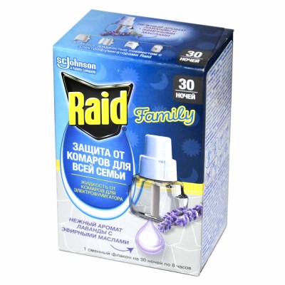 Жидкость для электрофумигатора Raid от комаров лаванда 30 ночей пэт