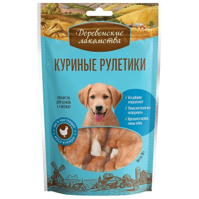 Лакомства для собак Деревенские Лакомства куриные рулетики 90гр м/у